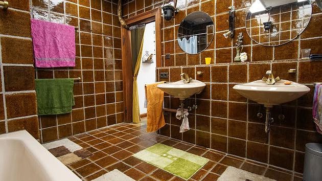 Das Badezimmer im „Sommerhaus der Stars“.