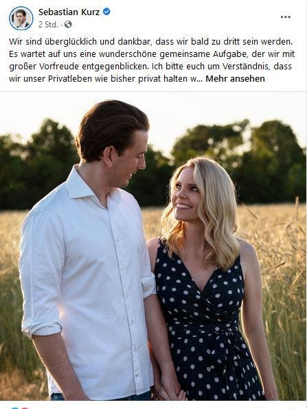 So verkündete Sebastian Kurz die frohe Botschaft auf Facebook.