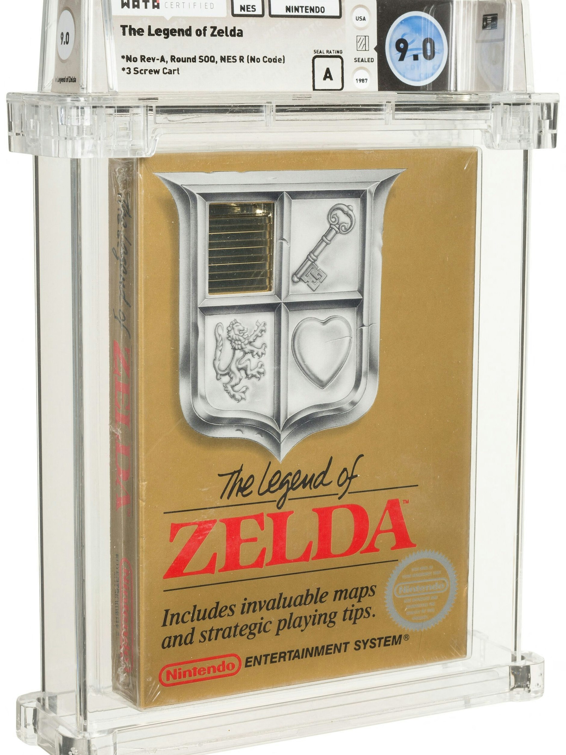 Die versiegelte Videospielkassette des Nintendo-Klassikers „The Legend of Zelda“.