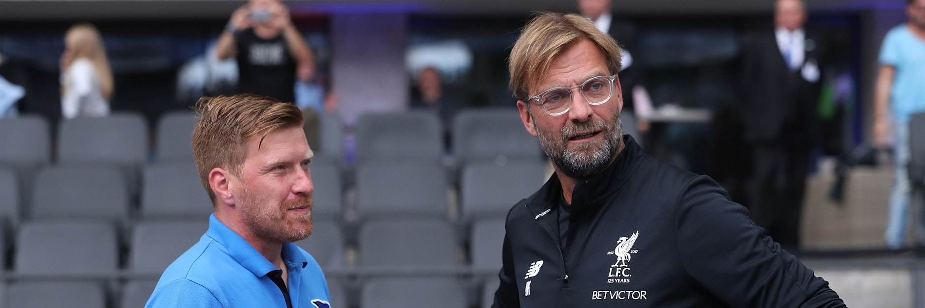 Sehen sich bald wieder: Herthas Co-Trainer Zecke Neuendorf und Liverpool-Coach Jürgen Klopp.&nbsp;