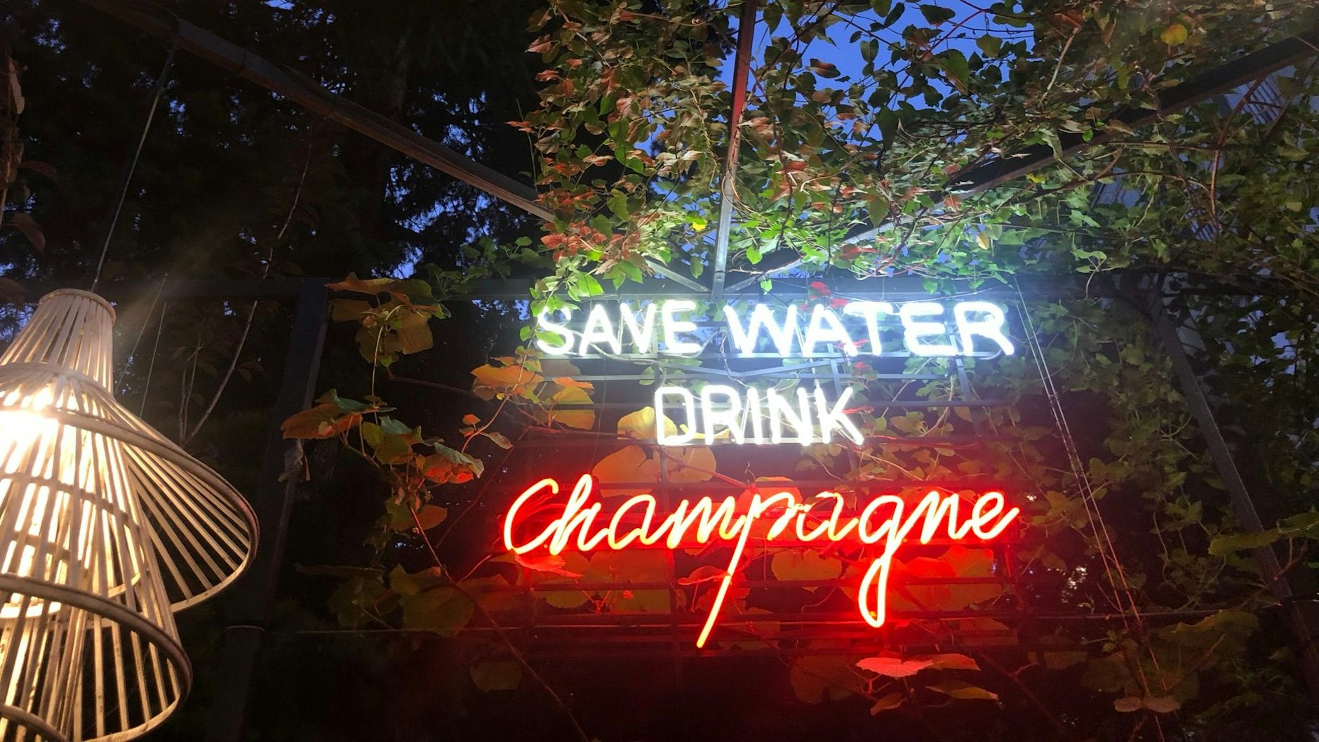 Dieser Schriftzug hängt in einem Außenbereich in einem Club in Warschau.&nbsp;