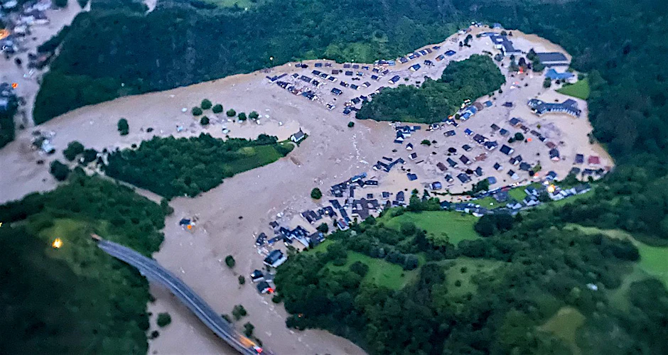 Altenahr in Rheinland-Pfalz am 15. Juli 2021: Das Ahr-Hochwasser hat den Ortsteil Altenburg vollständig überflutet.
