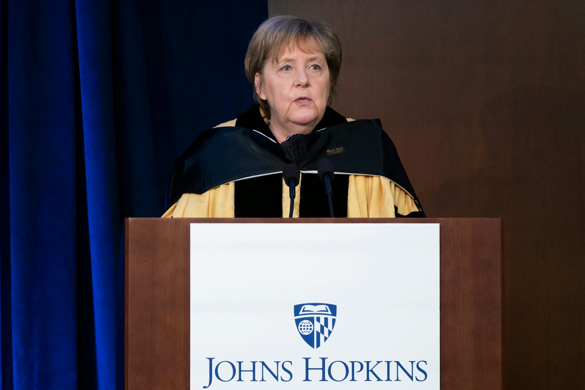 Bundeskanzlerin Angela Merkel (CDU) wird die Ehrendoktorwürde der Johns-Hopkins-Universität verliehen (15.07.2021).