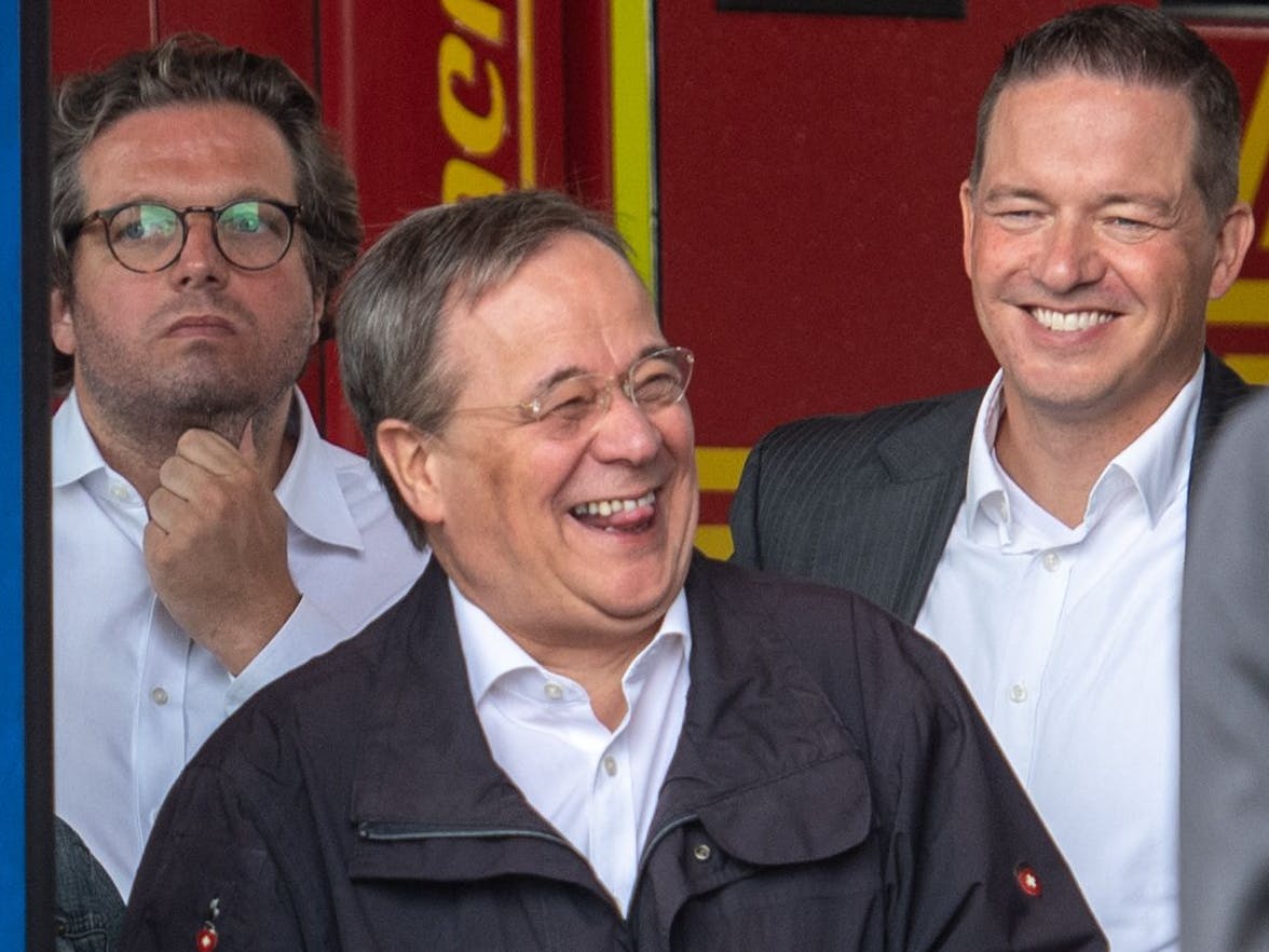 Der CDU-Vorsitzende und Kanzlerkandidat Armin Laschet im Katastrophengebiet.