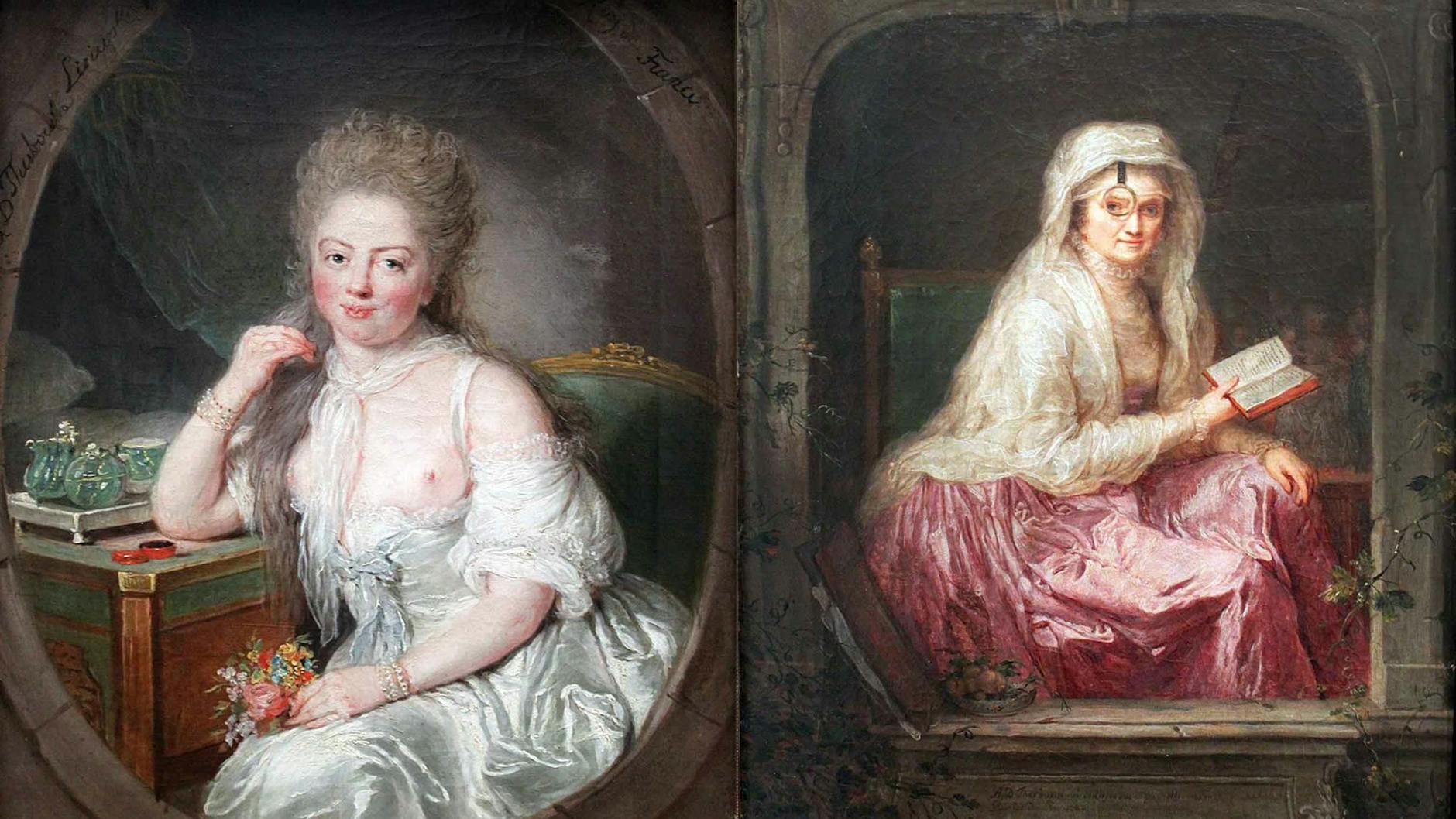 Zwei Selbstporträts von Anna Dorothea Therbusch, im Besitz der Gemäldegalerie und der Alten Nationalgalerie Berlin.