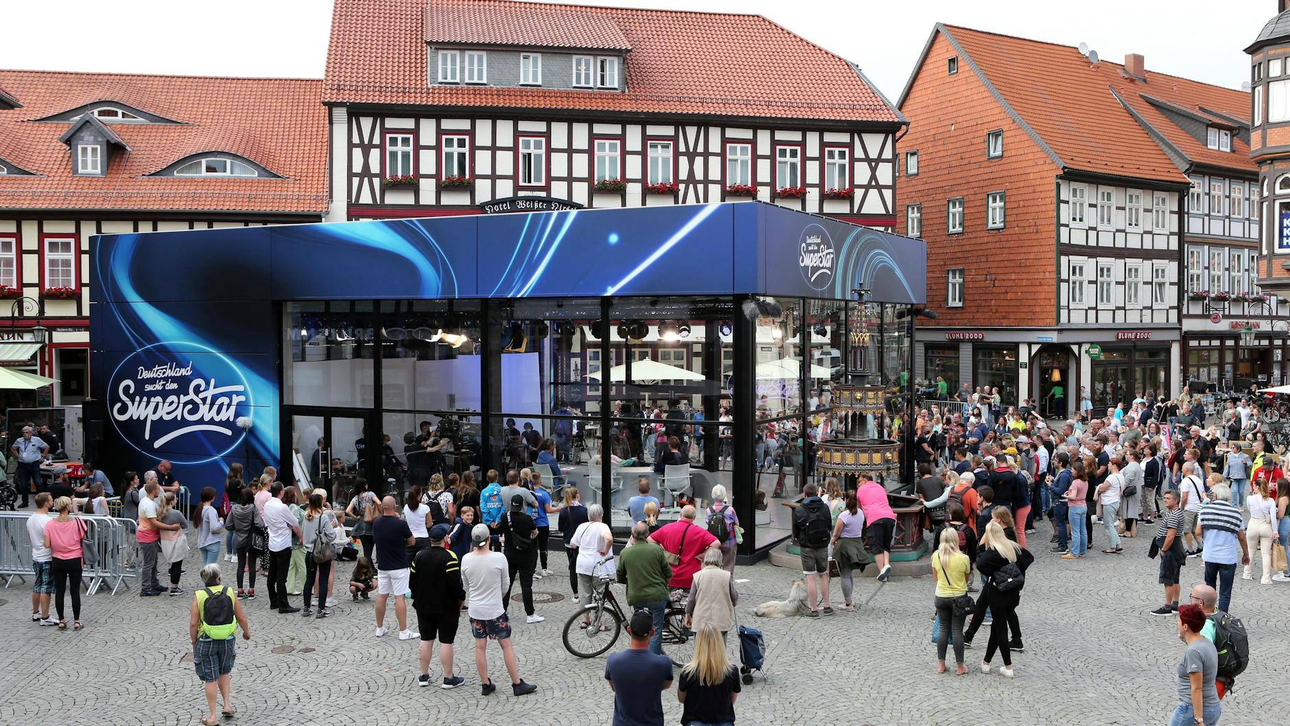 In der Box auf dem Markt finden die Castings für „Deutschland sucht den Superstar“ („DSDS“) statt.