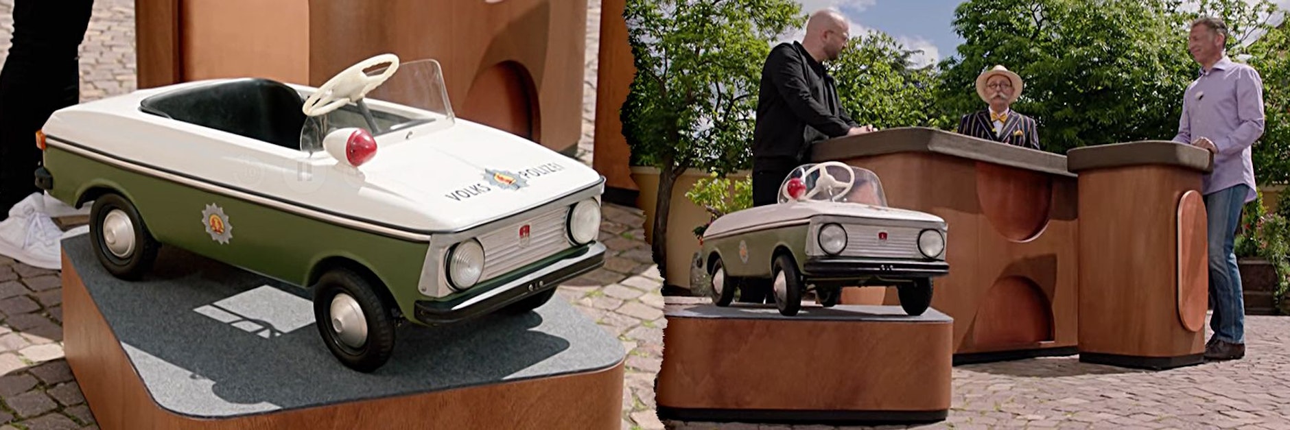 Dieses Tretauto nach einem Modell der Volkspolizei der DDR kam bei „Bares für Rares“ unter den Hammer.