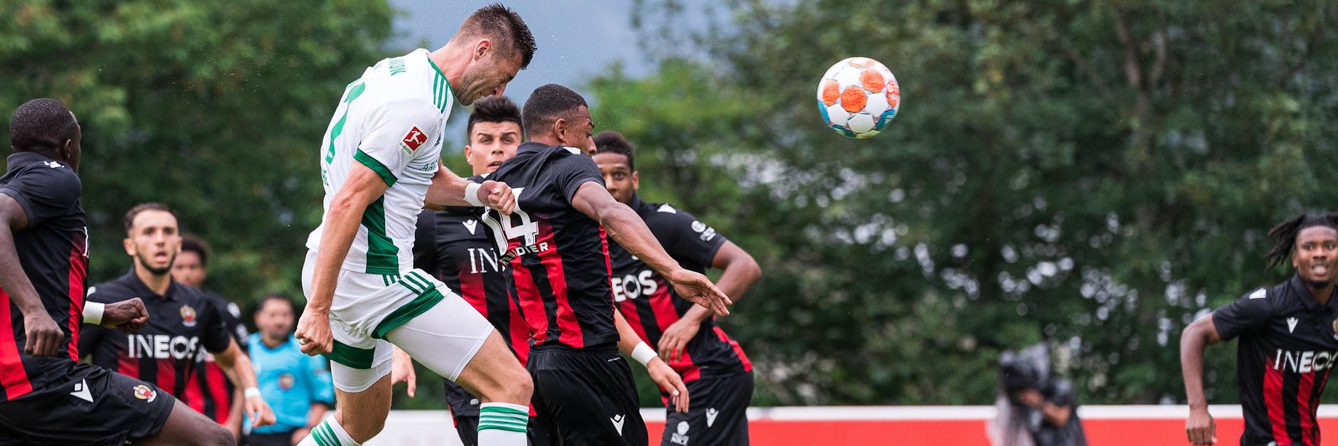 Robin Knoche erhöht in Imst per Kopf für Union zum 2:0 gegen Nizza.