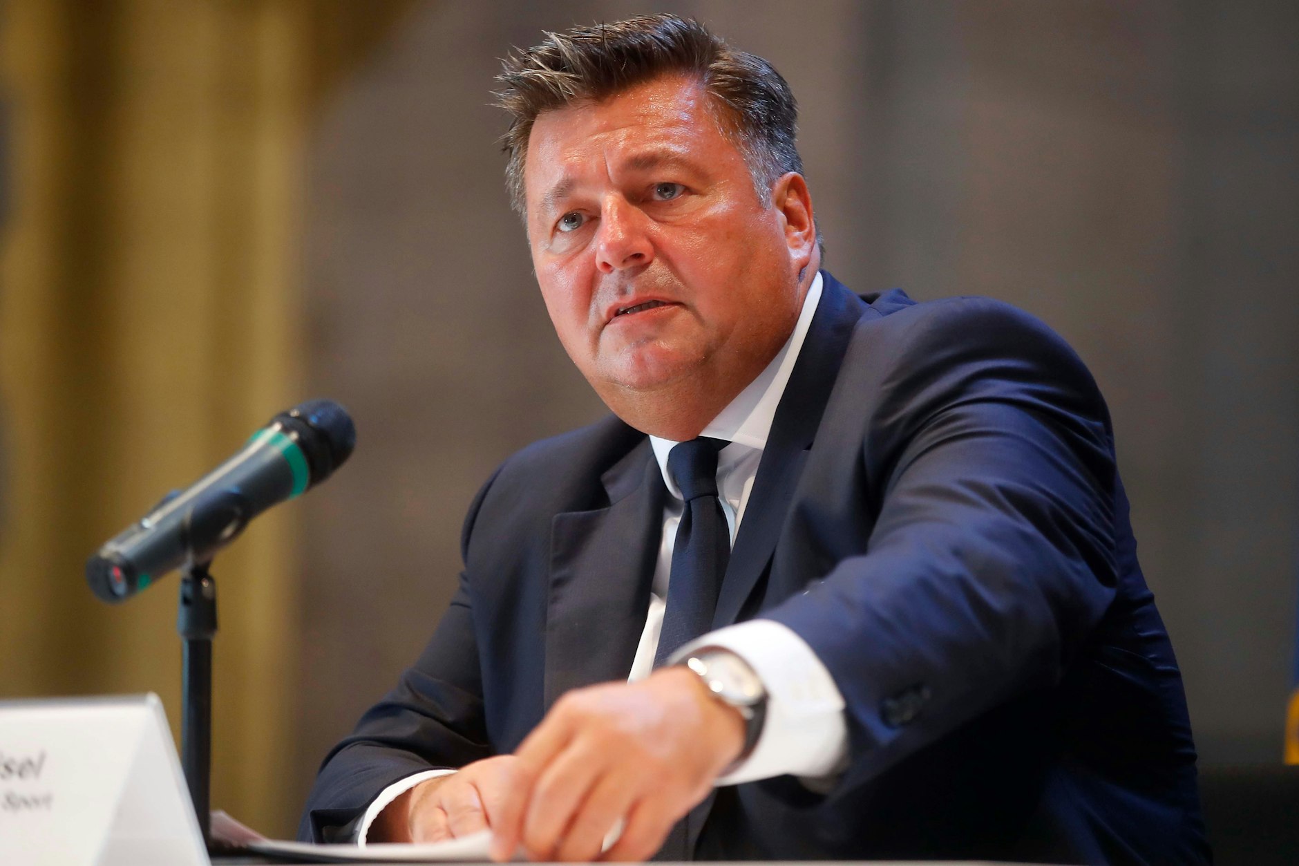 Innensenator Andreas Geisel bei der Pressekonferenz in der Senatsinnenverwaltung in Berlin zur Rückkehrkoordination von IS-Kämpfern aus Syrien.