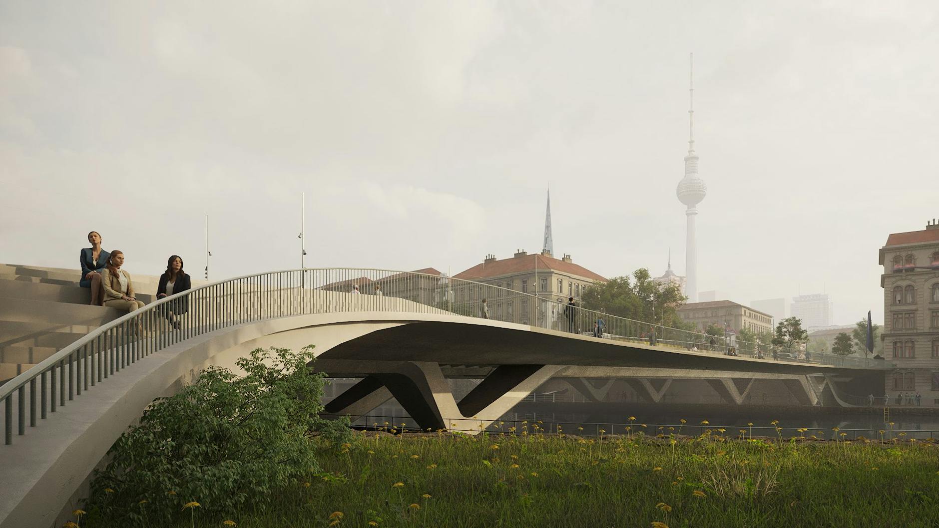 So soll sie aussehen: die neue Mühlendammbrücke in Berlin-Mitte.<br>