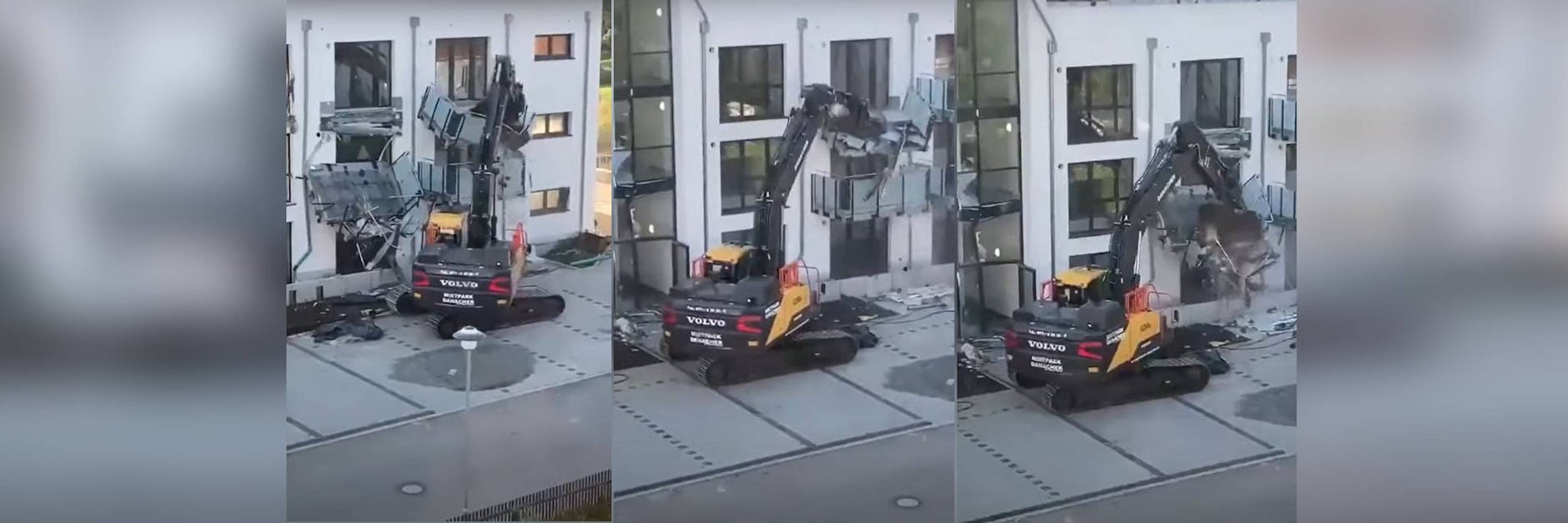 In Blumberg zerstört ein Bagger einen Neubau.