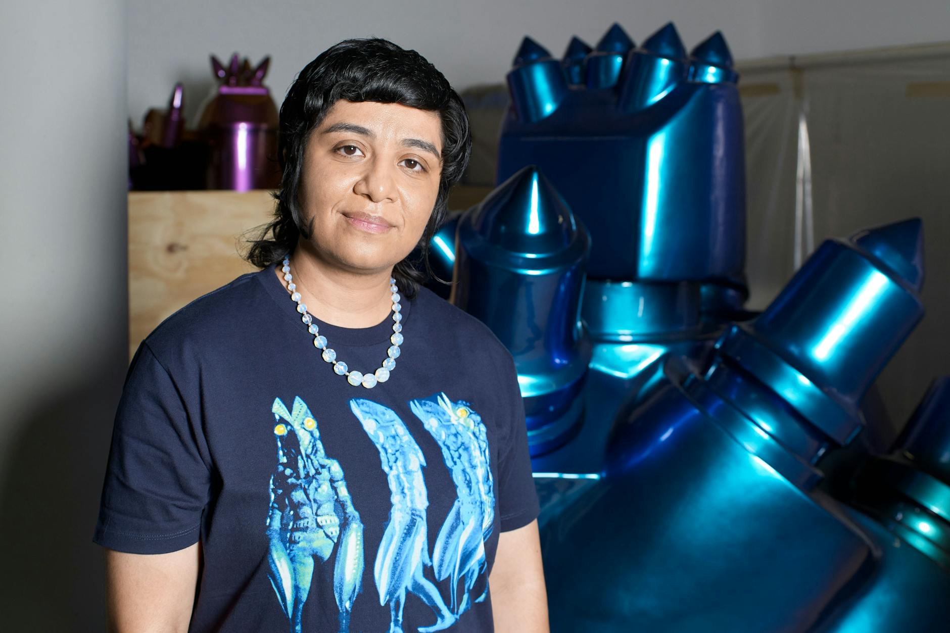 The artist amid Alien Technology.