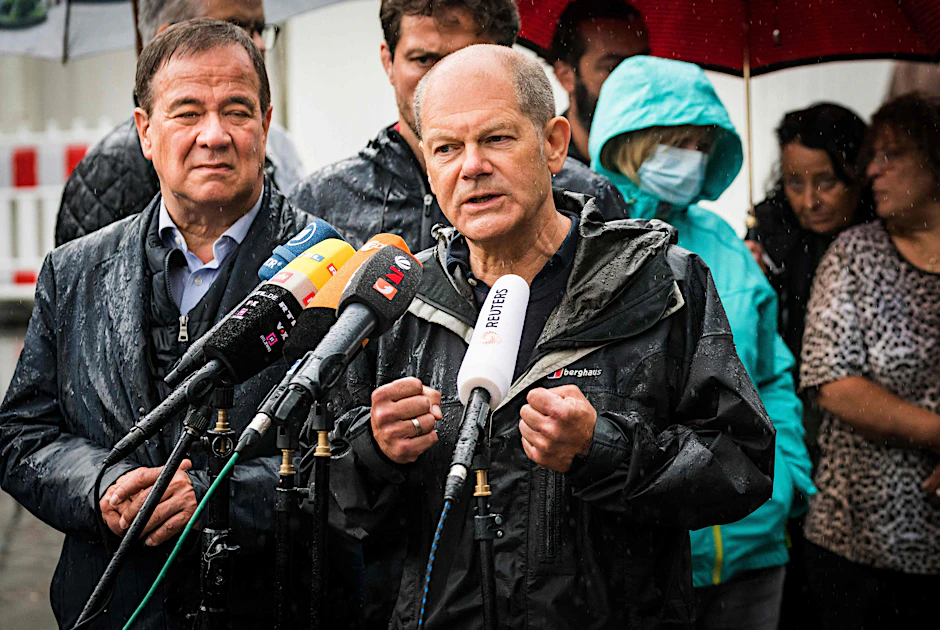 Der Kanzlerkandidat Olaf Scholz zu Besuch in Stolberg bei Aachen.