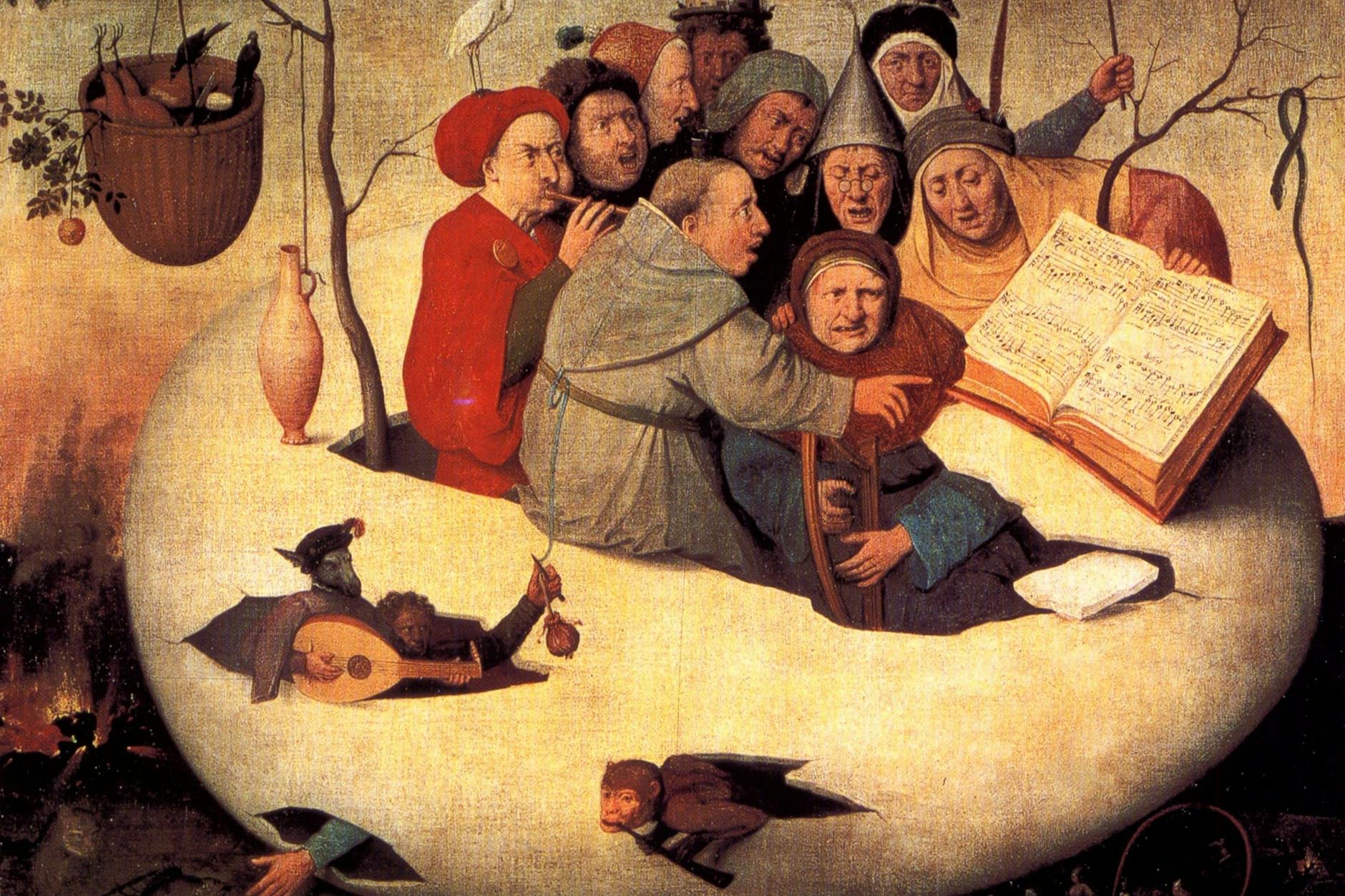 Ordentlich Power im Ei: Gemälde „Konzert im Ei“ von Hieronymus Bosch.