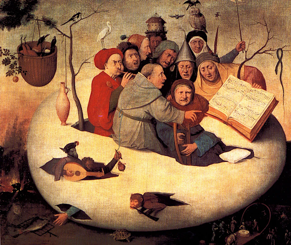 Ordentlich Power im Ei: Gemälde „Konzert im Ei“ von Hieronymus Bosch.