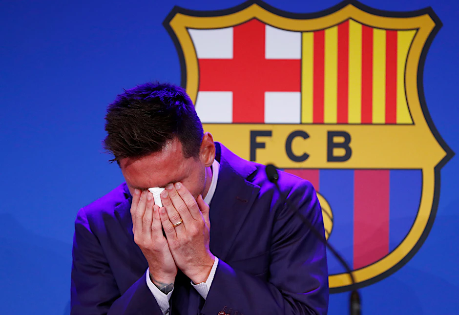 Lionel Messi fehlen die Worte bei seiner Abschiedsrede in Barcelona.