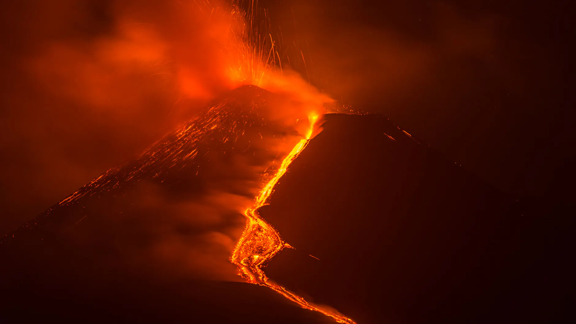 Vulkan Ätna auf Sizilien ausgebrochen