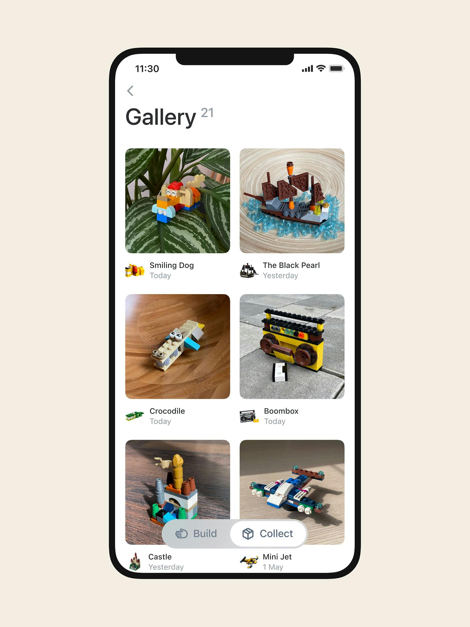 Die App „Brickit“ bietet Bauanleitungen zu vorhandenen Lego-Bausteinen an. In einer Galerie lassen sich die erstellten Modelle festhalten. 