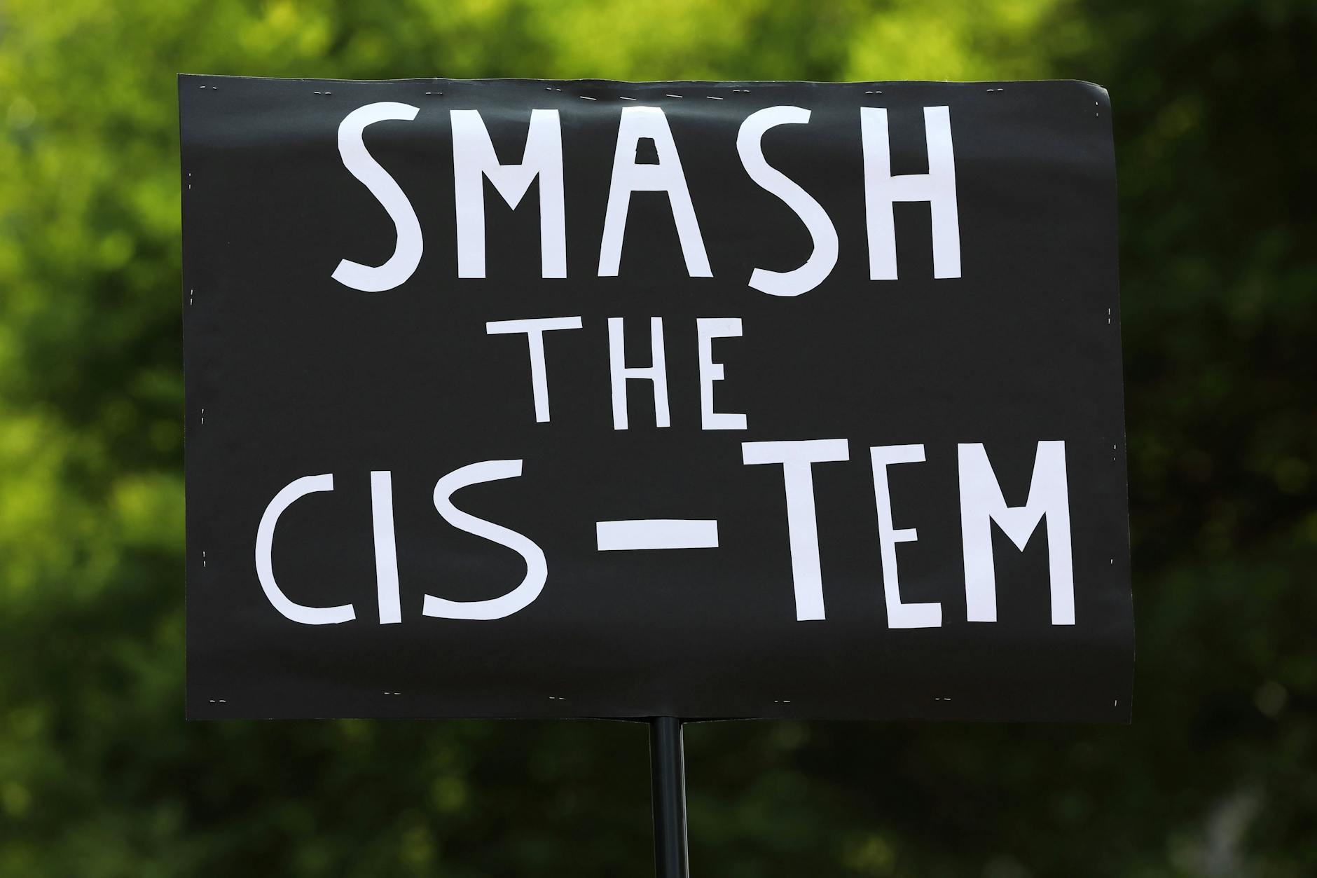 A placard at this year’s Christopher Street Day demo in Berlin calls for trans equality.