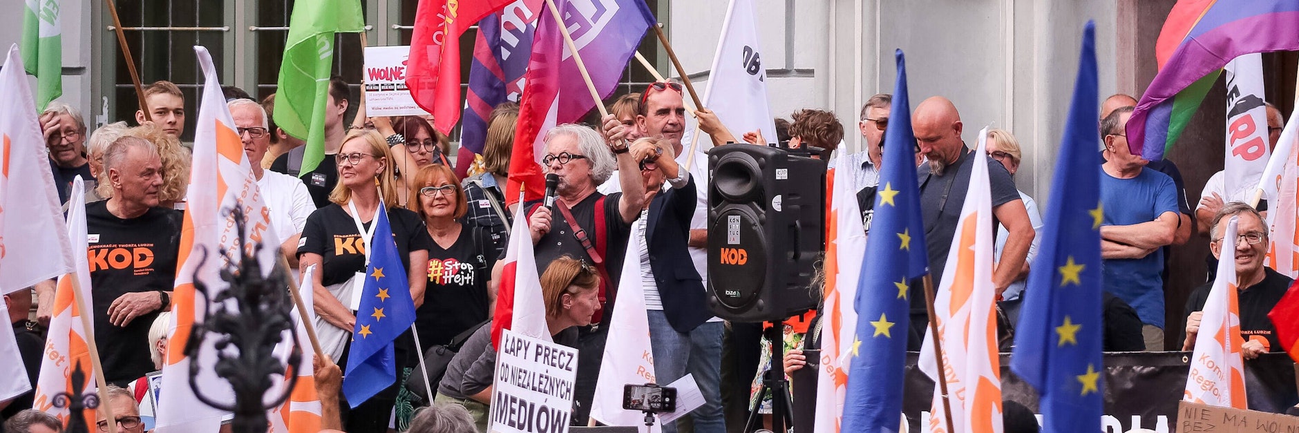 In Danzig gab es eine der Demonstrationen gegen das geplante Mediengesetz.