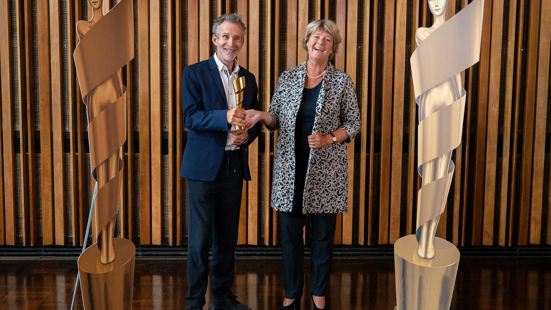 Berlin: Bekanntgabe der Nominierungen zum Deutschen Filmpreis. Ulrich Matthes, Schauspieler und Präsident der Deutschen Filmakademie, und Monika Grütters (CDU), Staatsministerin für Kultur und Medien, verkünden die Vorschläge.