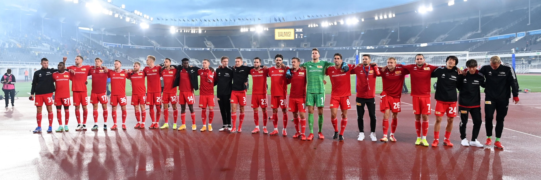 &nbsp;Der Schlussjubel der Spieler des 1. FC Union nach dem 4:0 in Helsinki über Kuopio PS.