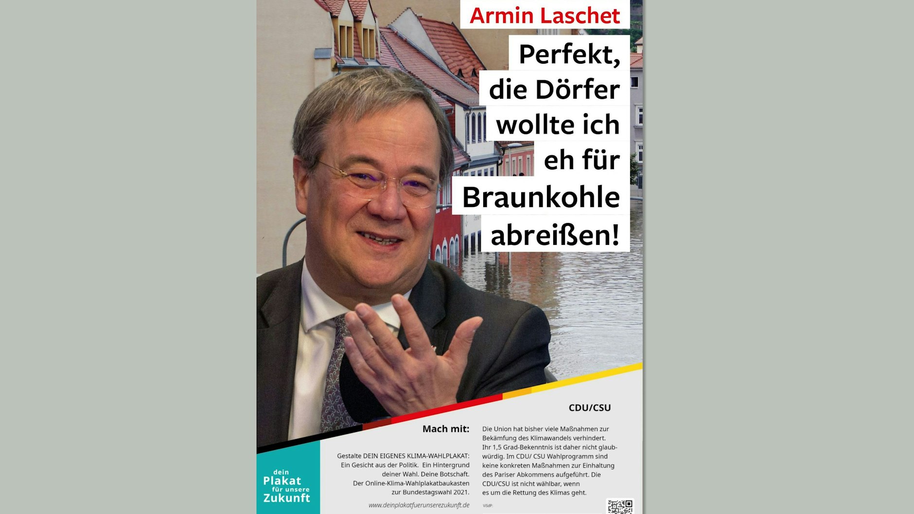 Ein Spott-Plakat mit Motiven der CDU und Armin Laschet.