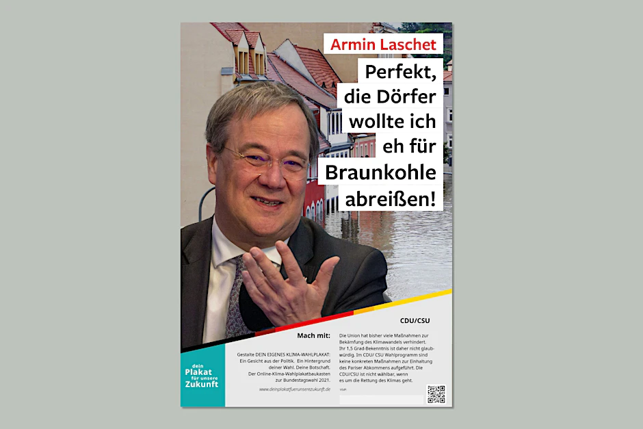 Ein Spott-Plakat mit Motiven der CDU und Armin Laschet.