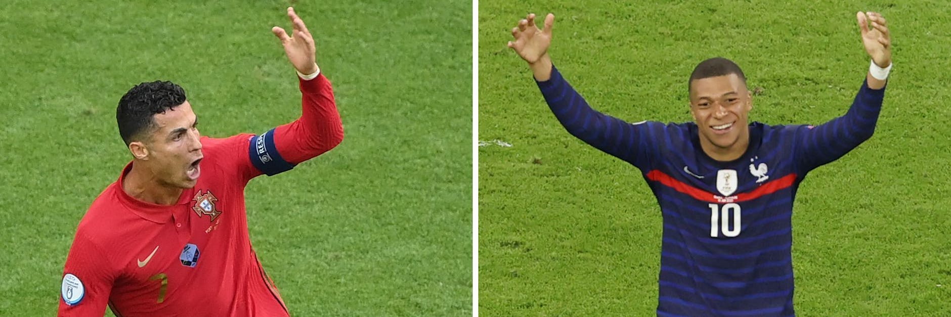 Jubeln bald für neue Klubs: Cristiano Ronaldo (36) zieht es von Turin zu Manchester City. Kylian Mbappé (22) verlässt Paris und wechselt zu Real Madrid.