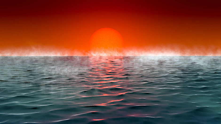 Künstlerische Darstellung eines Exoplaneten: „Hycean“, benannt nach hydrogen (Wasserstoff) und ocean (Ozean).