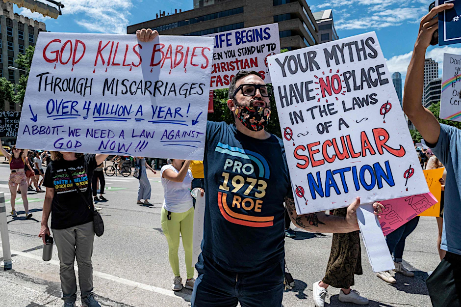 Demonstranten protestieren gegen das neue Abtreibungsgesetz in Texas.