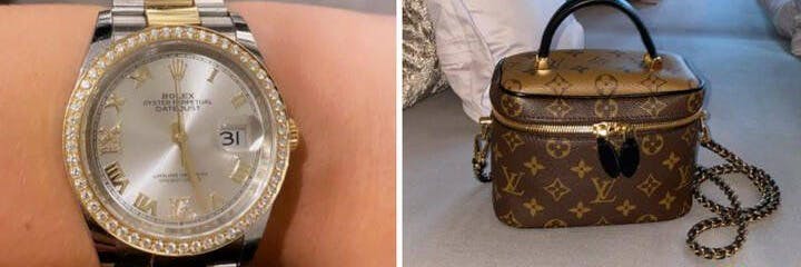 Eine teure Rolex funkelt am Handgelenk der 18-Jährigen. Shoppen geht sie mit ihrer Handtasche von Louis Vuitton.