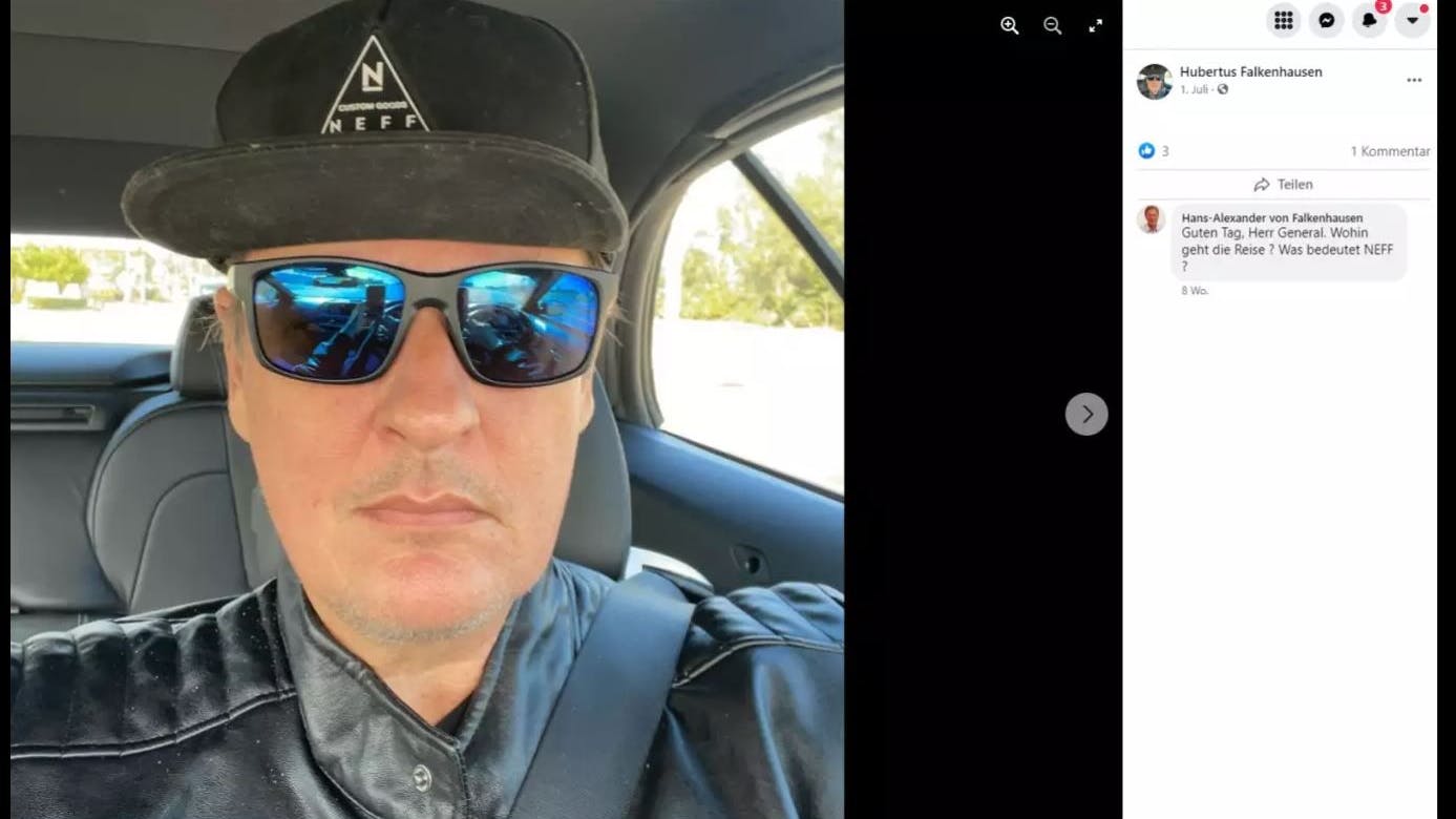 Hubertus Freiherr von Falkenhausen wie er sich auf Facebook präsentiert.