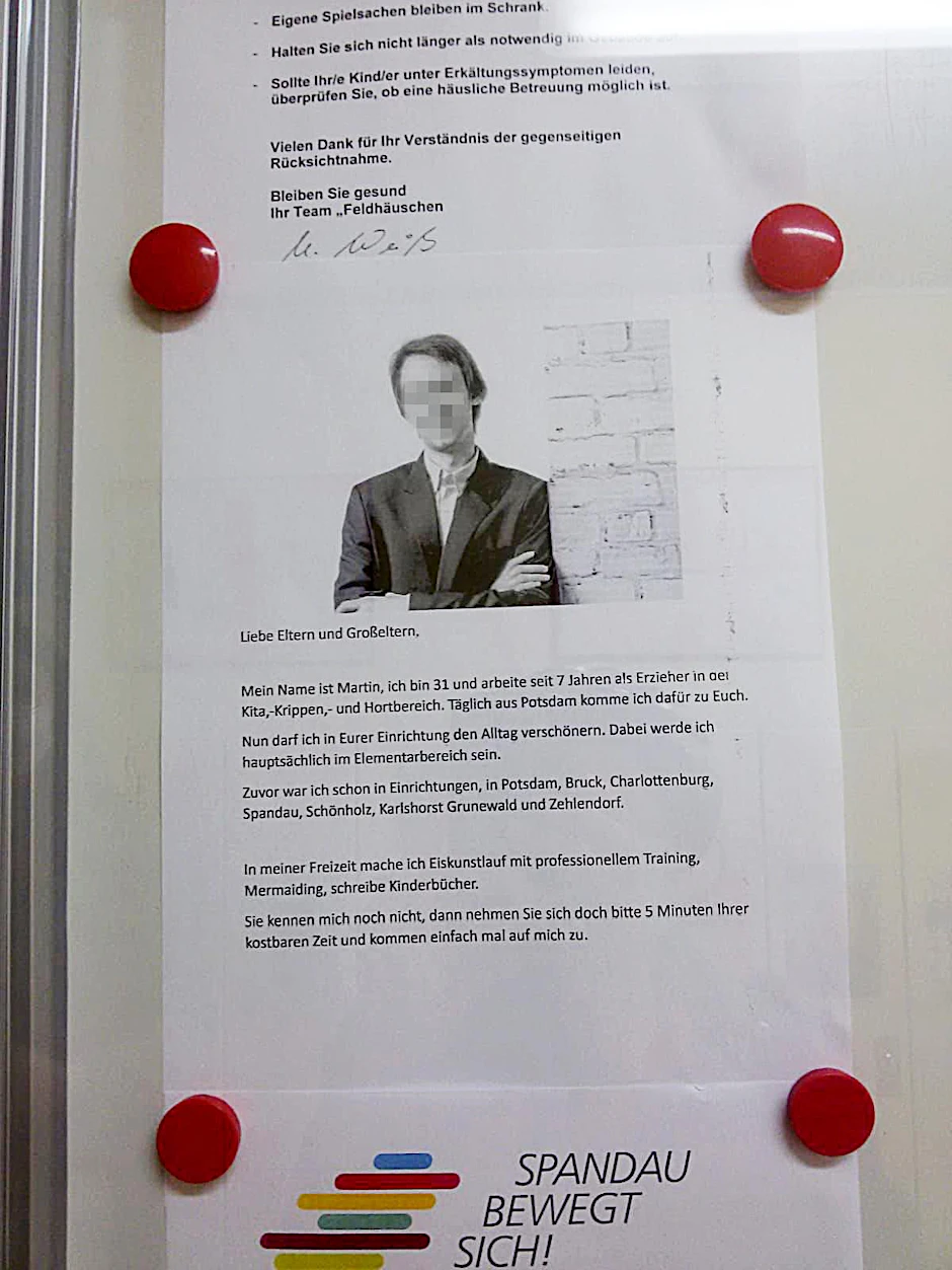 Der verdächtige Erzieher „Martin“.&nbsp;