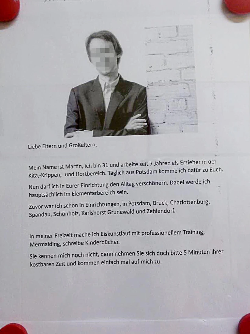 Mit diesem Aushang stellte sich „Martin“ den Eltern vor.&nbsp;