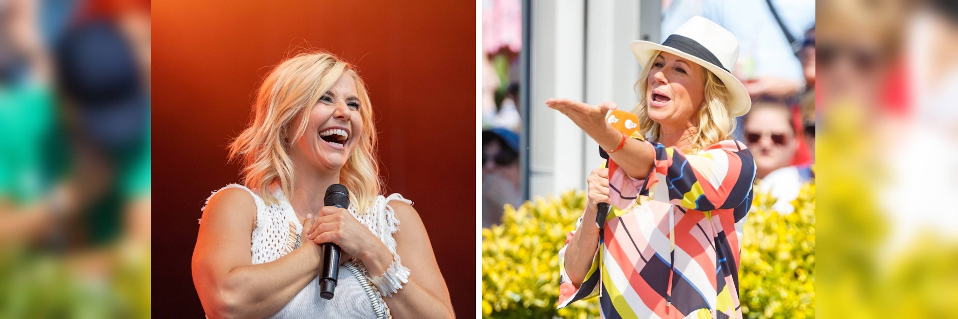 Andrea Kiewel begrüßt in ihrem ZDF-Fernsehgarten Beatrice Egli.