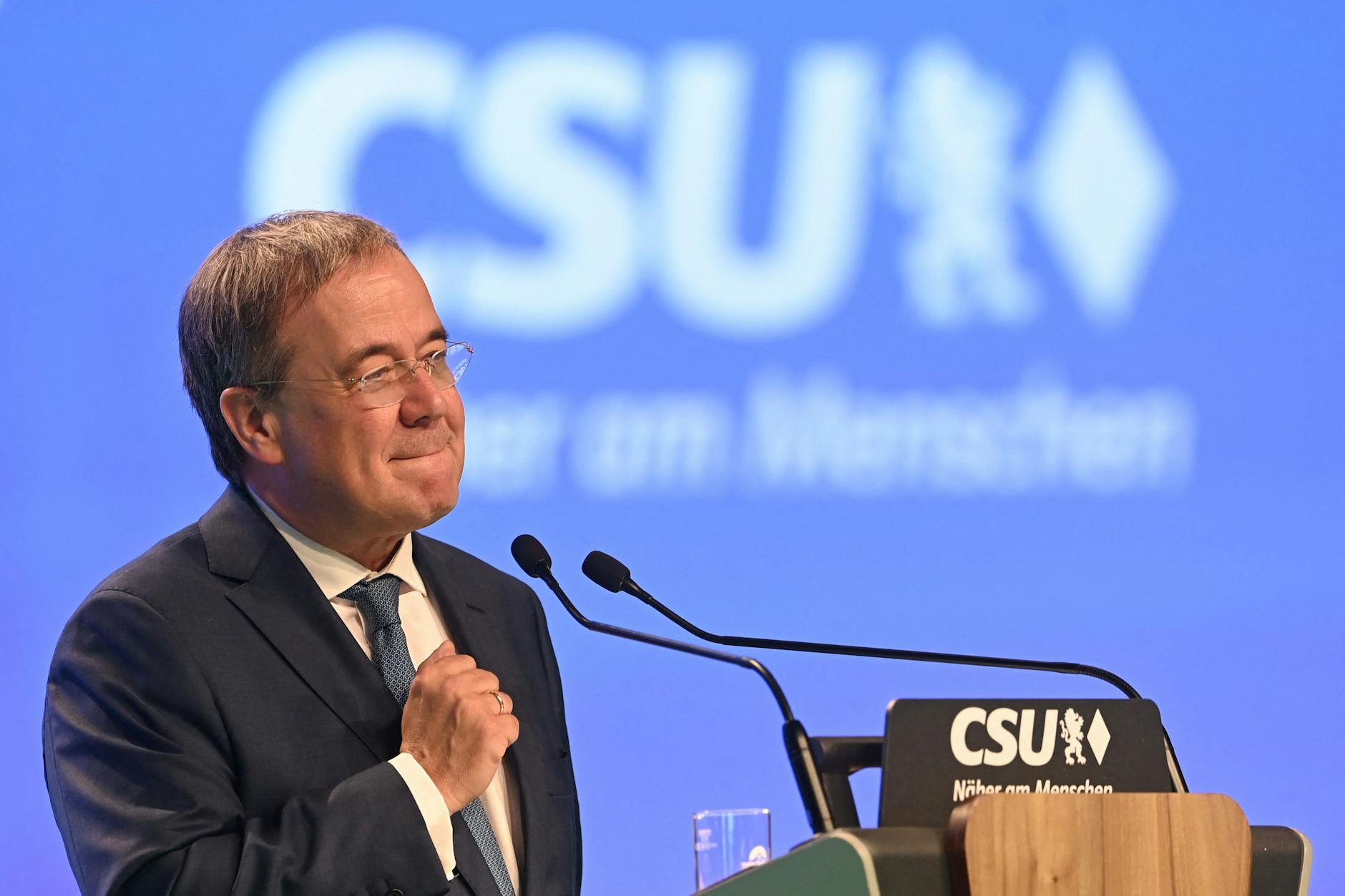 CDU-Chef Armin Laschet auf dem CSU-Parteitag in Nürnberg (11.09.2021).
