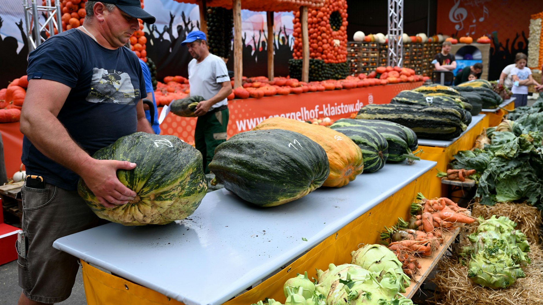 Zahlreiche Züchter auf der Region kämpften um den Titel „schwerstes Gemüse“ in insgesamt sieben Kategorien: Tomate, Zwiebel, Kohl, Möhre, Kohlrabi, rote Beete und Zucchini.