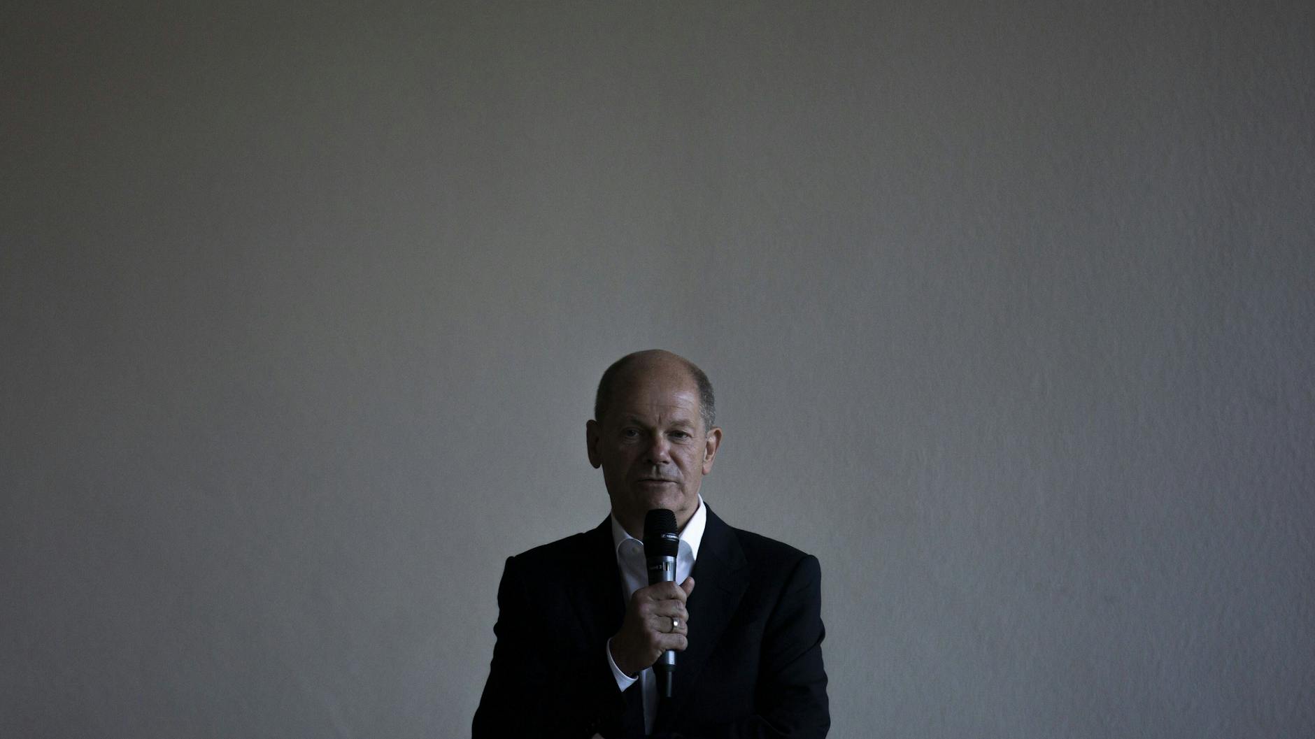 Olaf Scholz, Kanzlerkandidat der SPD, aufgenommen im Rahmen einer Bürgerdiskussion in Nuthetal, 14.09.2021. 