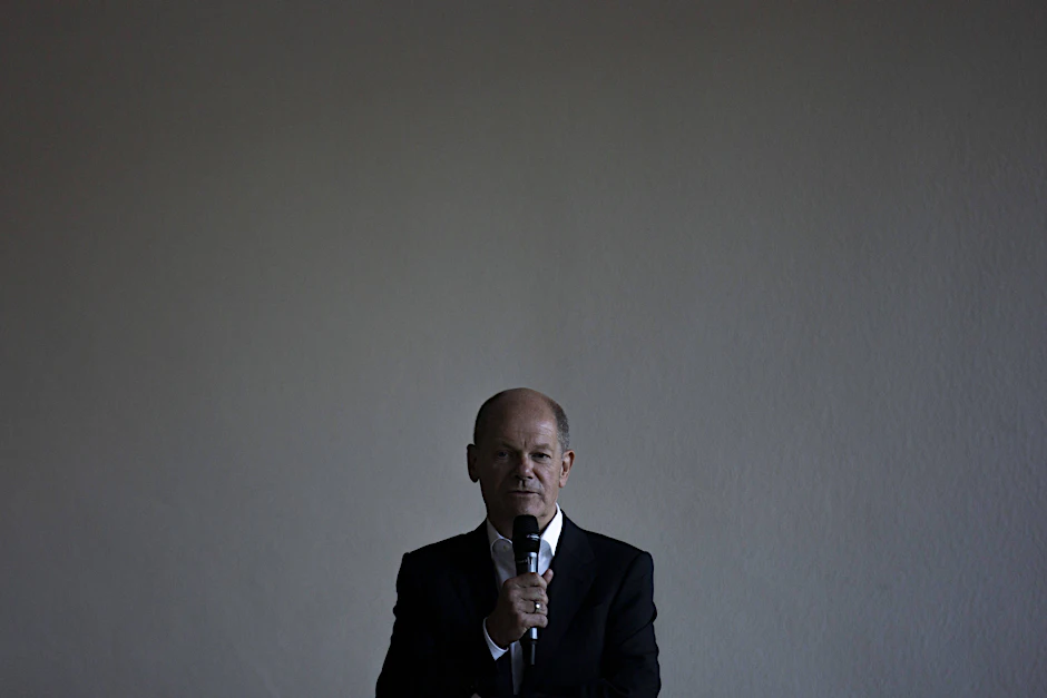 Olaf Scholz, Kanzlerkandidat der SPD, aufgenommen im Rahmen einer Bürgerdiskussion in Nuthetal, 14.09.2021.&nbsp;
