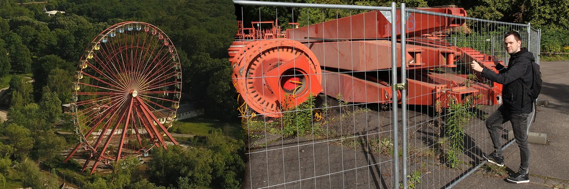 Das Riesenrad wurde in Einzelteile zerlegt - sie lagern, etwas versteckt im Westteil des Parks, auf einem großen Haufen. KURIER-Reporter Florian Thalmann durfte einen Blick auf die Teile werfen.