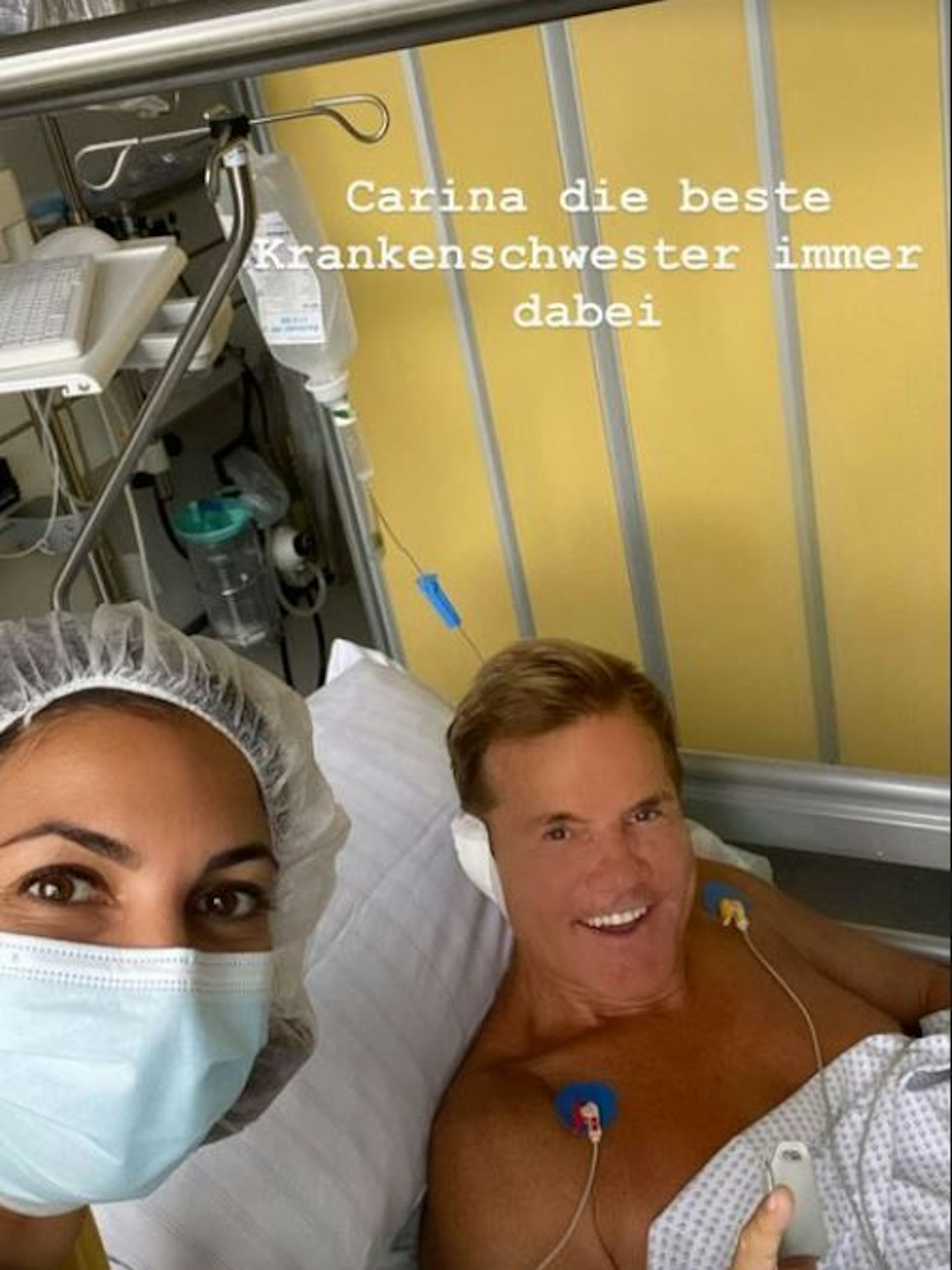 Dieter Bohlen und Carina bedanken sich beim Krankenhaus-Personal.