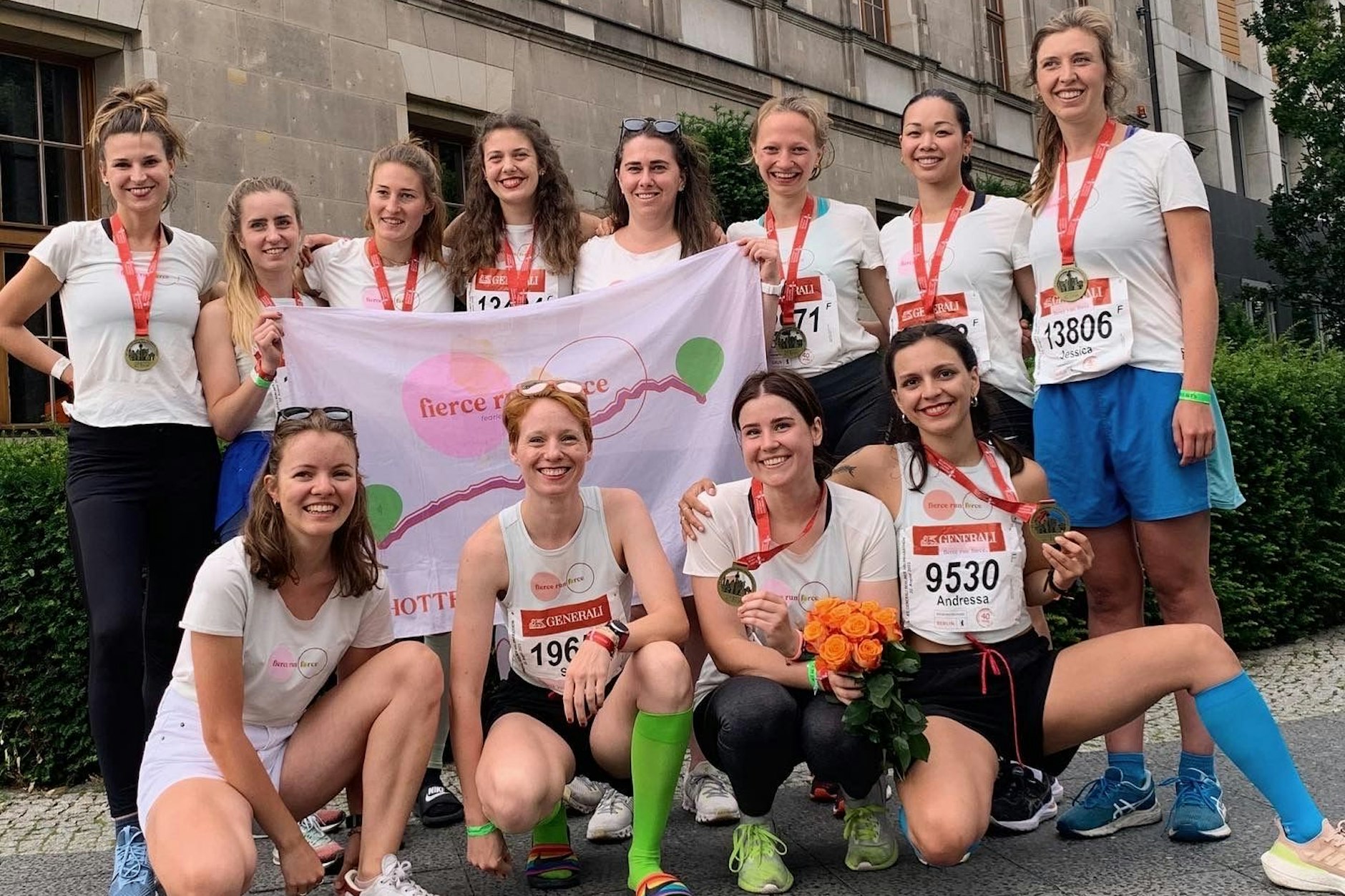 Die Laufgruppe „Fierce Run Force“, hier beim Berliner Halbmarathon.