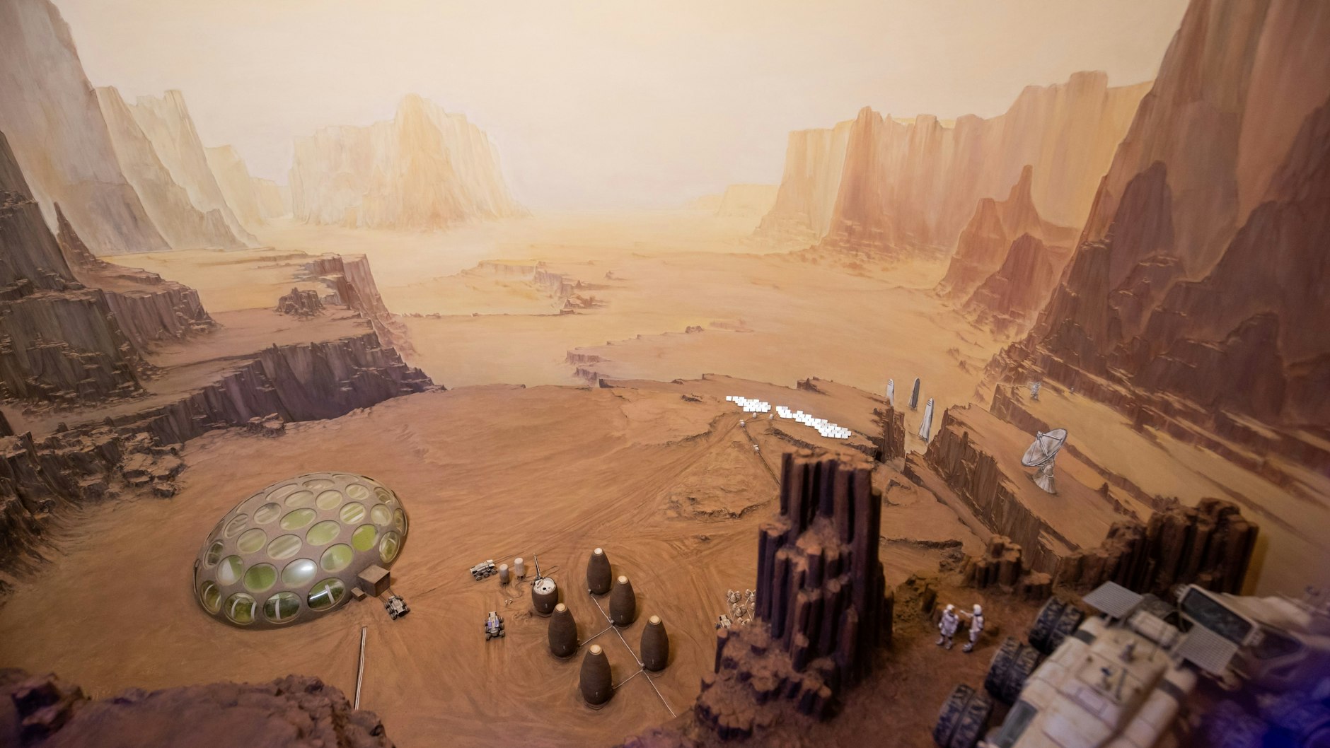 Modell eines denkbaren Außenposten auf dem Mars im jüngst eröffneten Zukunftsmuseum Nürnberg, einer Zweigstelle des Deutschen Museums München.