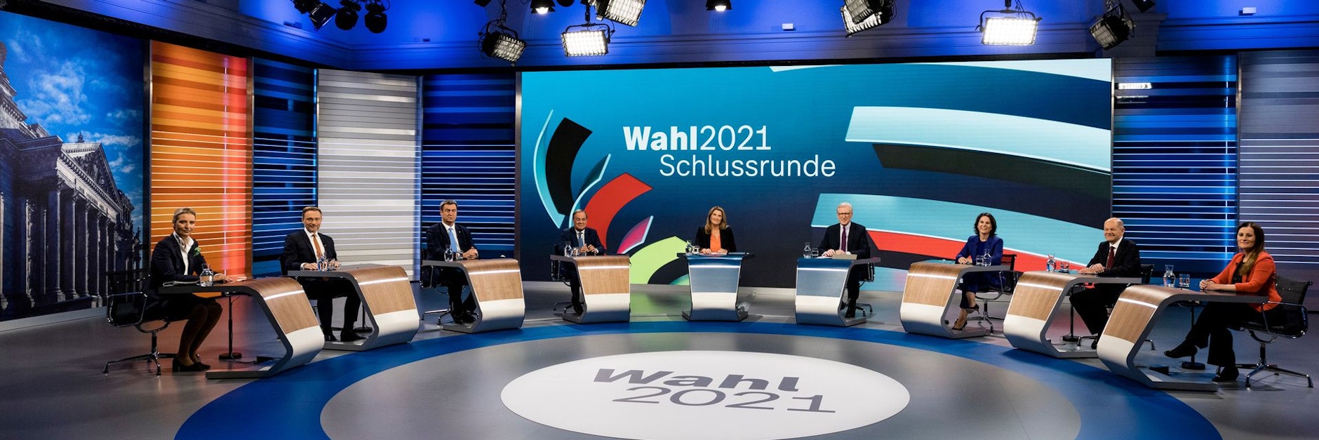 Bei der TV-Debatte „Wahl 2021 Schlussrunde“ warben die Bundestags-Parteien am Donnerstagabend noch einmal für sich und ihre Ideen. 