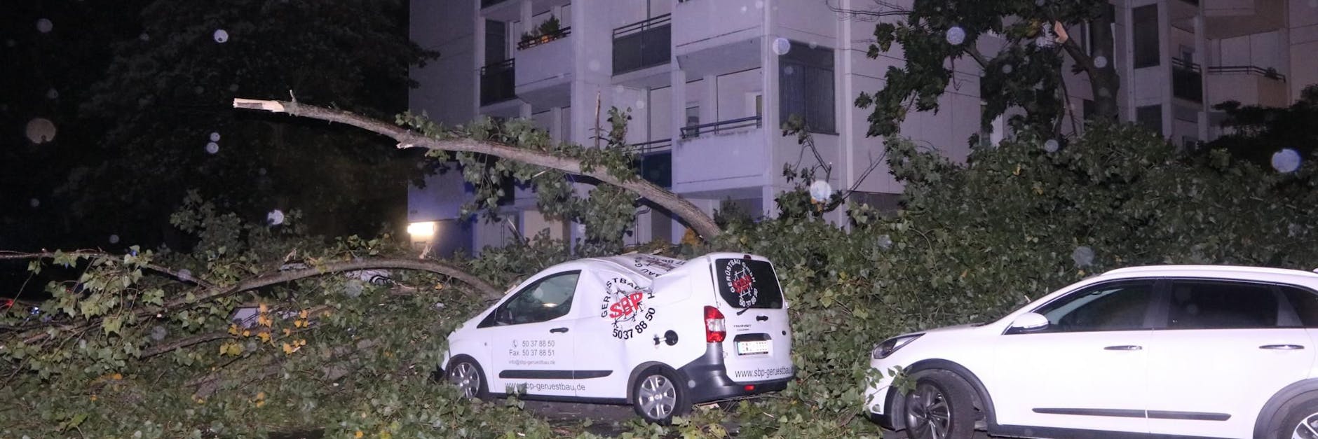 In Berlin brach in der Singerstraße in Friedrichshain ein großer Ast eines Baumes ab und begrub mehrere Autos unter sich.
