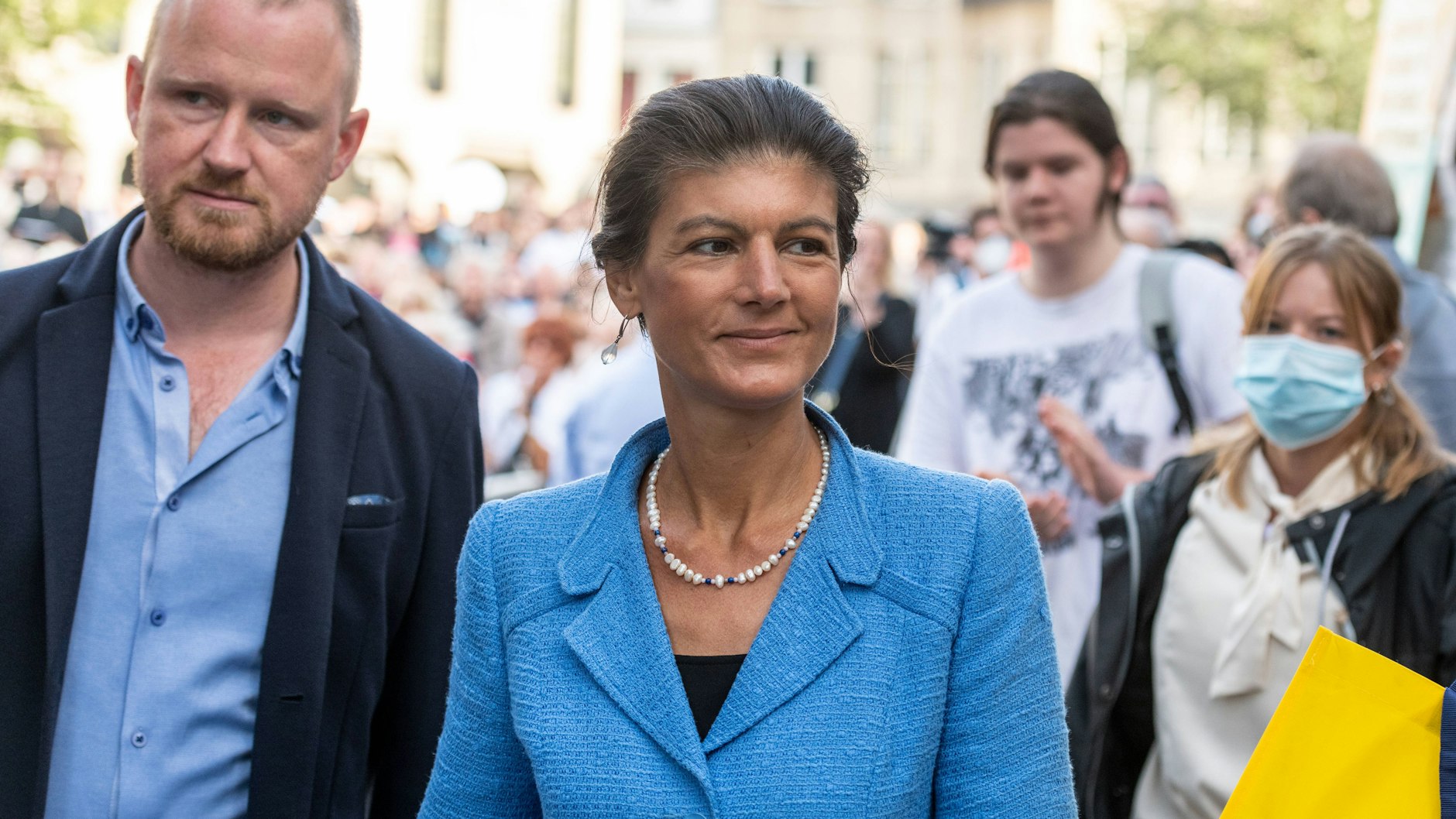 Sahra Wagenknecht (Linke) bei einem Wahlkampfauftritt kurz vor der Bundestagswahl