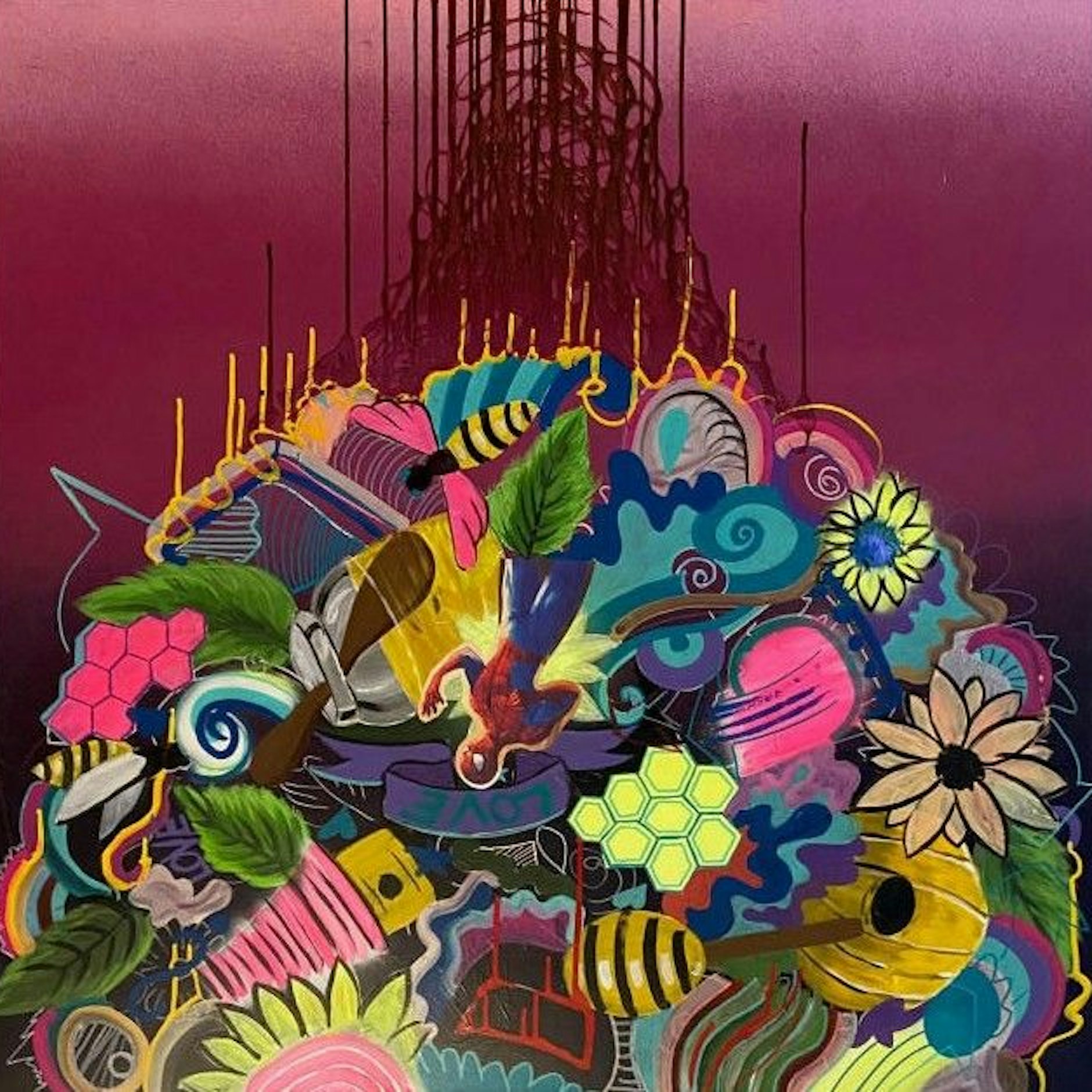 Die Bundespolizei München hofft auf Hinweise zum Verbleib dieses Acrylbilds, das dem Künstler im ICE gestohlen wurde. Es ist 25.000 Euro wert.