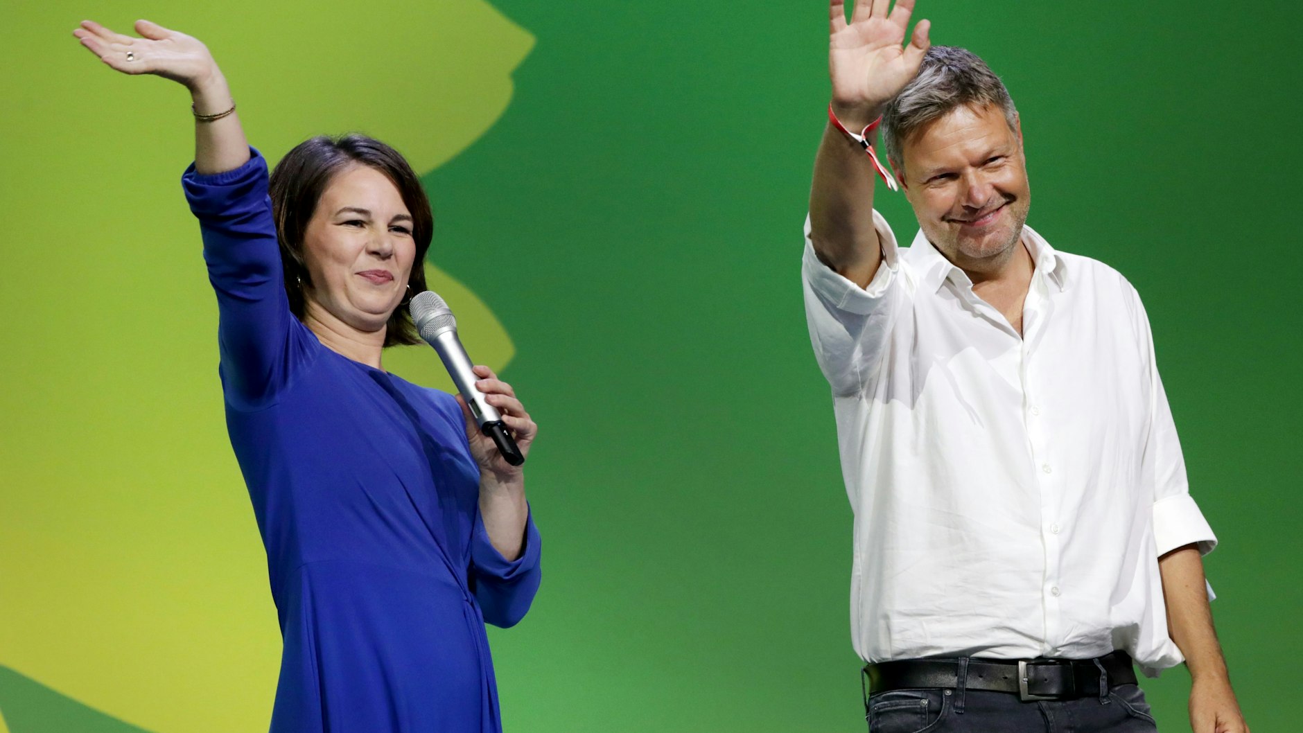 Annalena Baerbock und Robert Habeck auf der Wahlparty der Grünen.