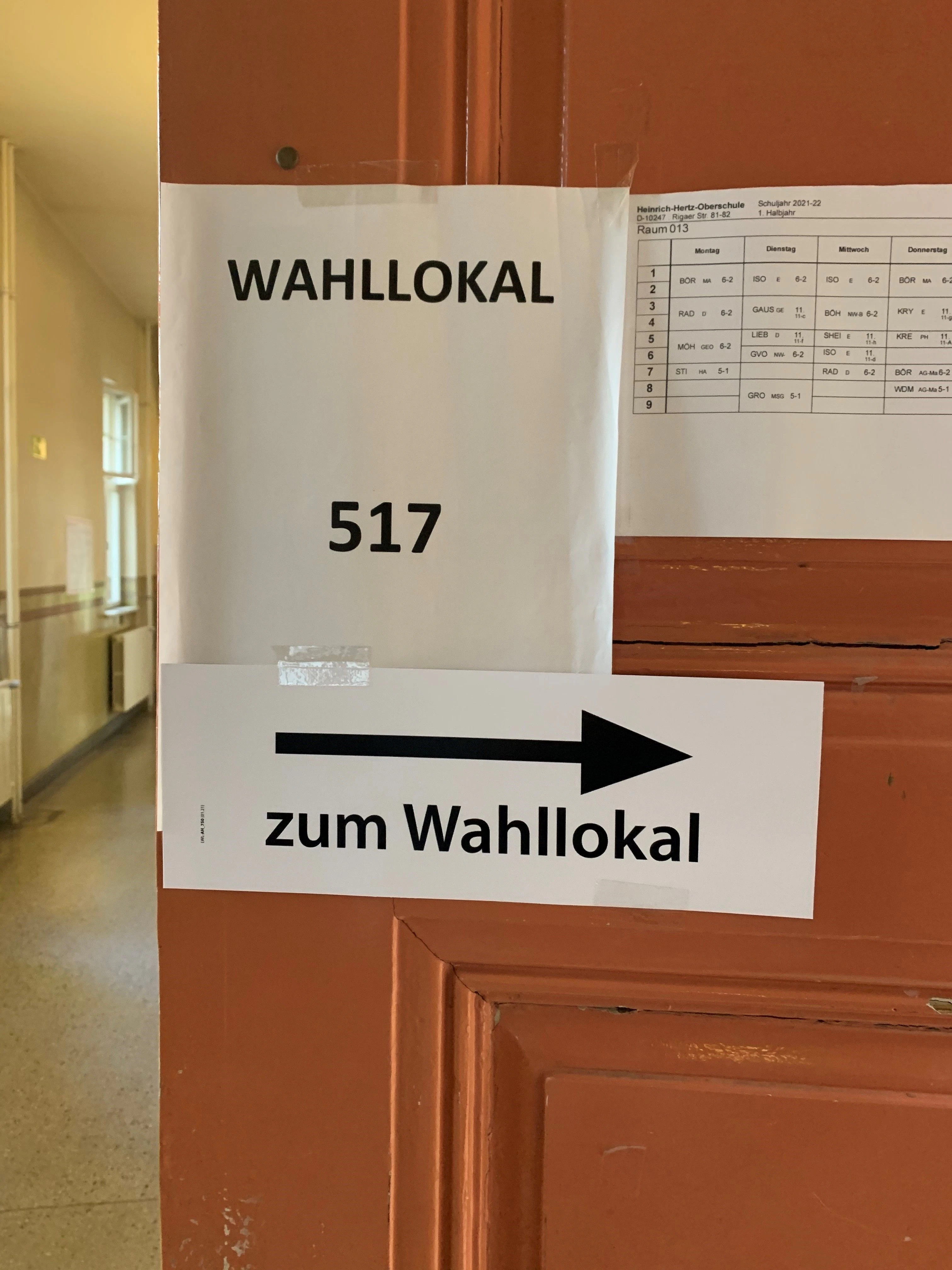 Ein Wahllokal Nummer in Berlin-Friedrichshain